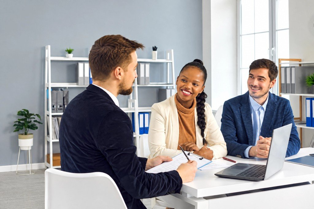 Recruitment consultants meeting with a client
